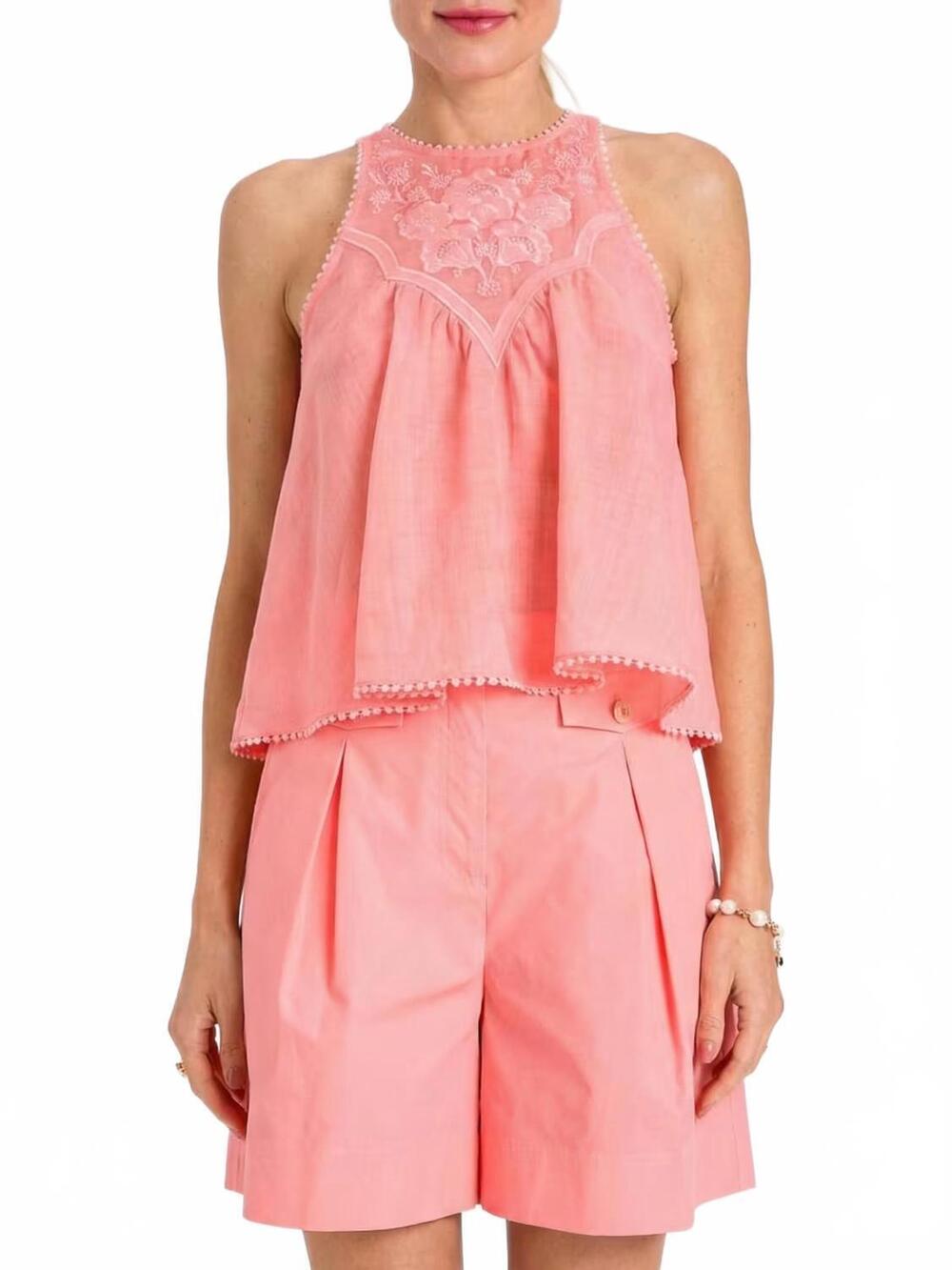 NEW TWINSET coralie linen top in pink